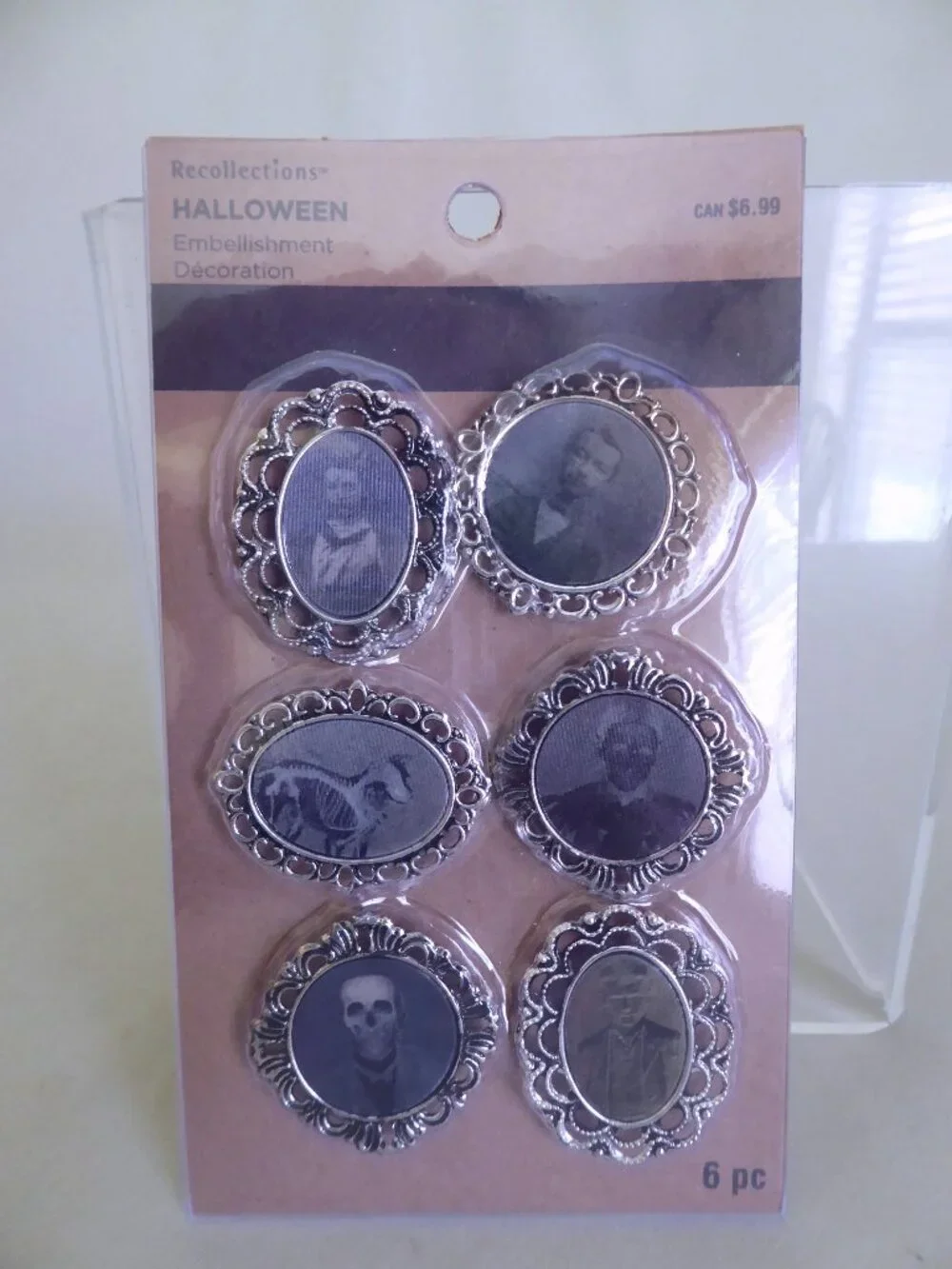 NEW HALLOWEEN EMBELLISHMENT DECOR FRAME LENTICULAR MOVING PORTRAITS CRAFT 6 PC